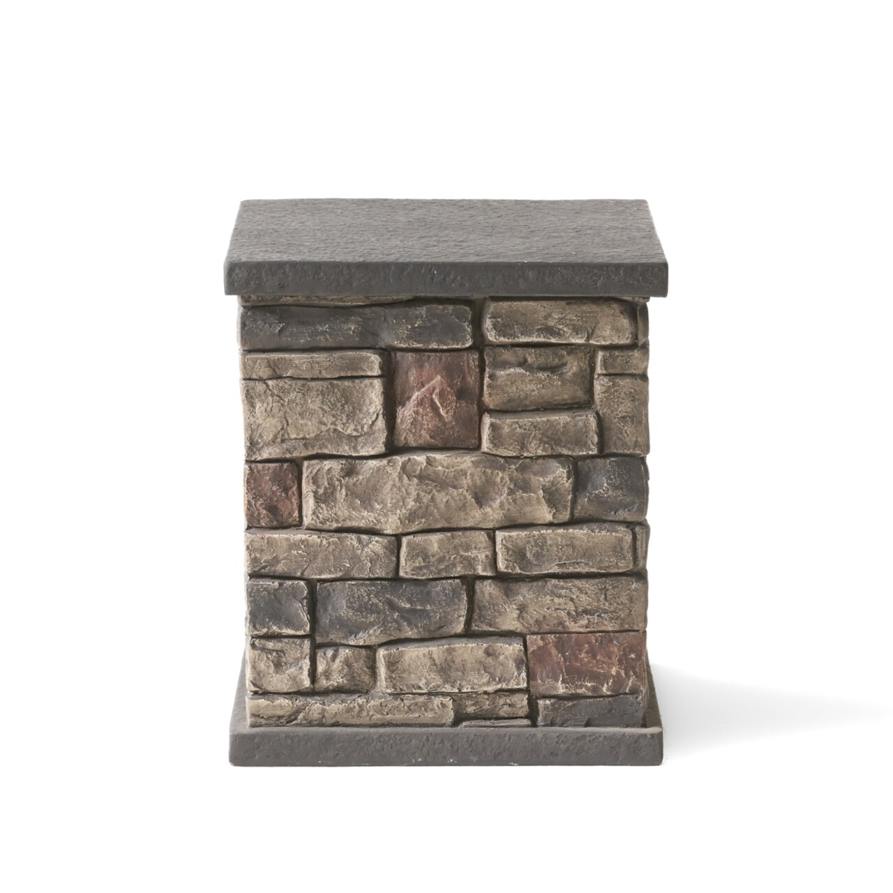 GDF Studio Troy Outdoor Lightweight Concrete Tank Holder Side Table Stone Finish